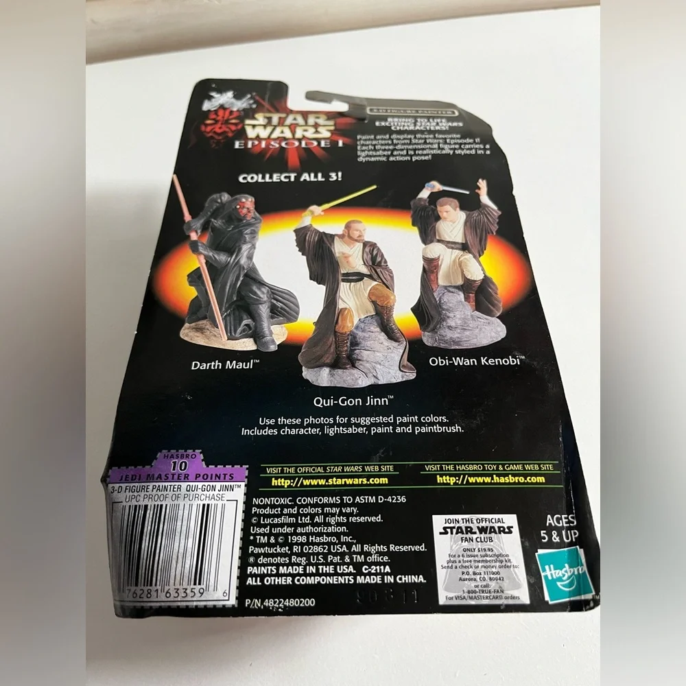 New Vintage 1998 Star Wars Episode 1 QUI-GONJINN 3-D Figure Painter Hasbro